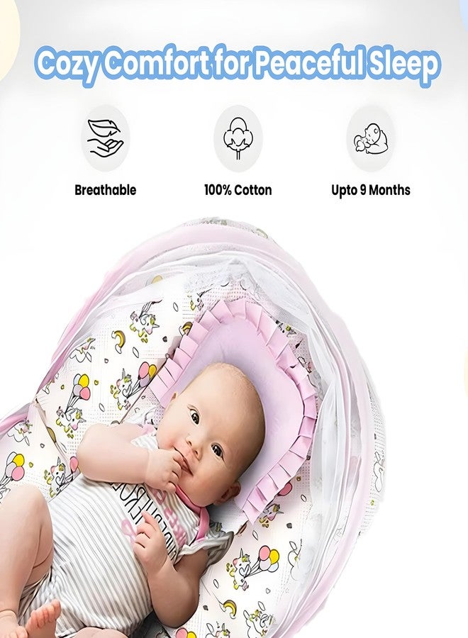Nuluv Baby Mosquito Net Set, Foldable and Breathable Net, Zip Closure, Full Protection from Mosquitoes and Insects, 100% Cotton, Lightweight and Portable, for Babies up to 9 Months, Unicorn Design - Image 4