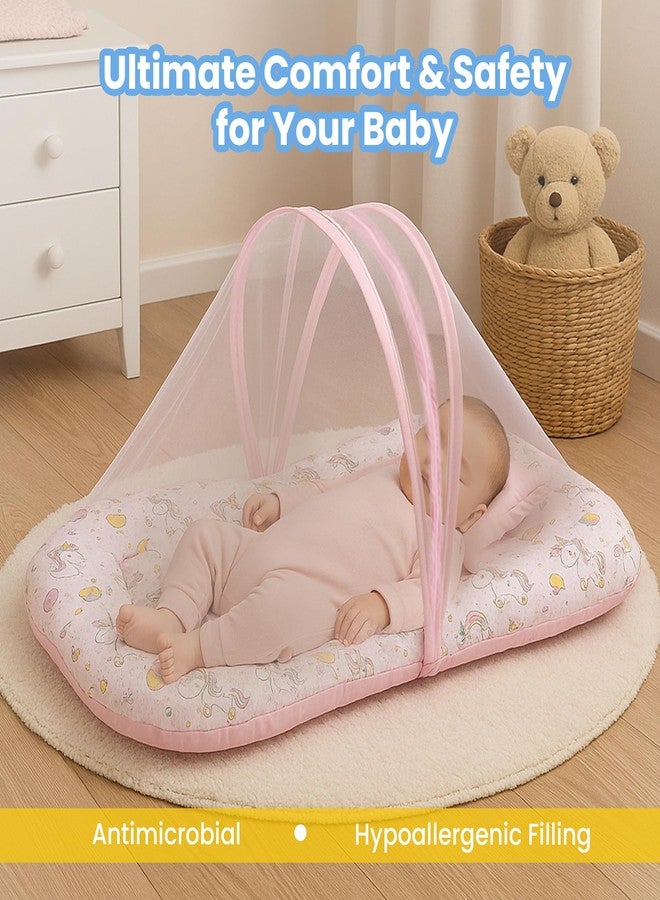 Nuluv Baby Mosquito Net Set, Foldable and Breathable Net, Zip Closure, Full Protection from Mosquitoes and Insects, 100% Cotton, Lightweight and Portable, for Babies up to 9 Months, Unicorn Design - Image 2