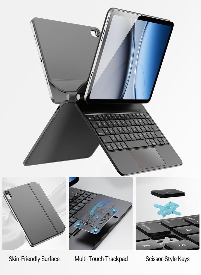 GreenLaw جراب GreenLaw لجهاز iPad من الجيل الحادي عشر (A16، 2025) / العاشر (2022) مع لوحة مفاتيح، وحامل لوحة مفاتيح بتصميم سحري، وإضاءة خلفية بسبعة ألوان، وسطح مقاوم للبقع، ولوحة لمس متعددة اللمس، لون أسود أوبسيديان - Image 3
