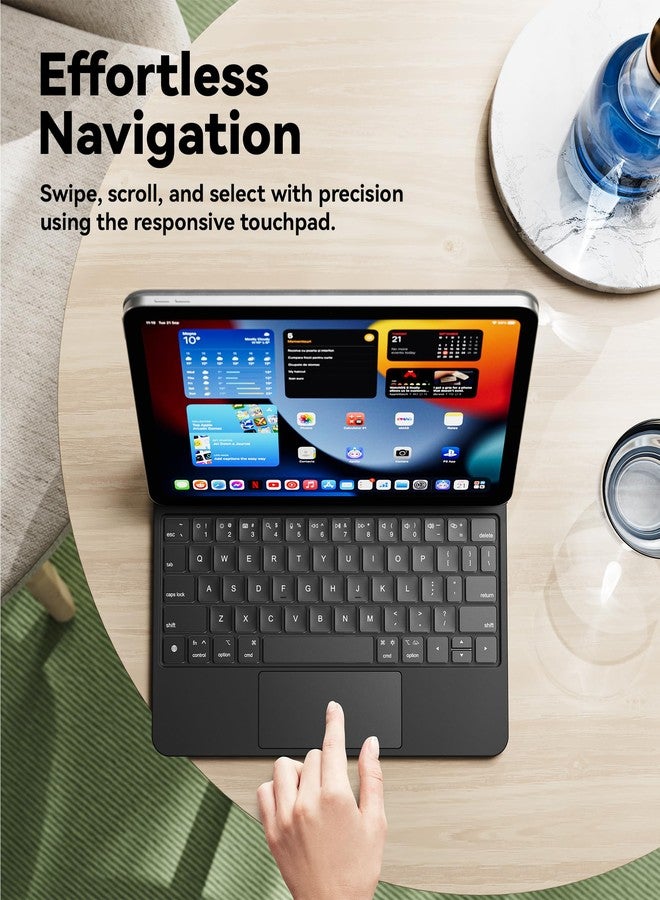 GreenLaw جراب GreenLaw لجهاز iPad من الجيل الحادي عشر (A16، 2025) / العاشر (2022) مع لوحة مفاتيح، وحامل لوحة مفاتيح بتصميم سحري، وإضاءة خلفية بسبعة ألوان، وسطح مقاوم للبقع، ولوحة لمس متعددة اللمس، لون أسود أوبسيديان - Image 5