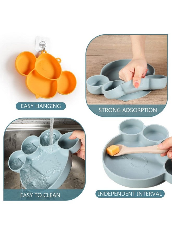 Maxdot 4 Pcs Silicone Baby Plates Toddler Suction Plates Divided Baby Dishes Cute Animal Kids Plates For Toddlers Baby Feeding Eating Supplies Microwave And Dishwasher Safe 4 Designs - Image 3