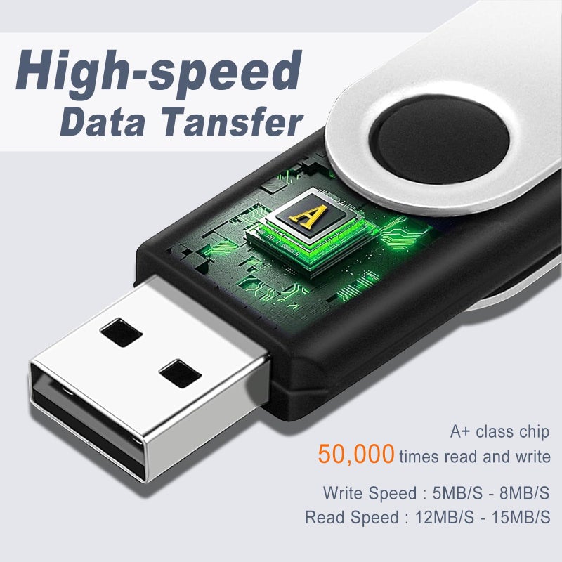 TATMOHIK محرك فلاش USB سعة 2 جيجابايت - عبوة 10 قطع - محركات أقراص USB 2.0 بتصميم دوار مع مؤشر LED - محركات أقراص فلاش سعة 2 جيجابايت - عبوة متعددة الألوان - Image 2
