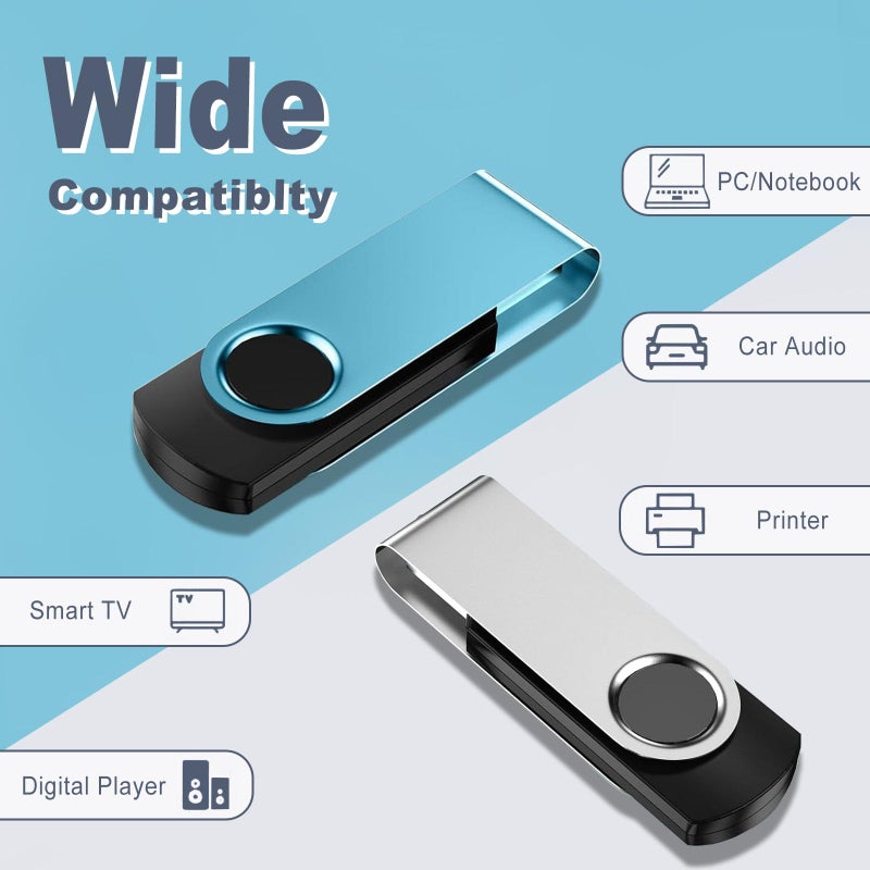 TATMOHIK محرك فلاش USB سعة 2 جيجابايت - عبوة 10 قطع - محركات أقراص USB 2.0 بتصميم دوار مع مؤشر LED - محركات أقراص فلاش سعة 2 جيجابايت - عبوة متعددة الألوان - Image 4