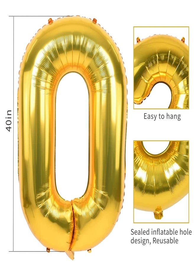 Smlpuame 40 inch Number Balloon 0-9 Gold Large Number 100 Balloons,Digital Balloons for Birthday Party Celebration Decorations Supplies, Helium Foil Number Balloons for Wedding Anniversary - Image 3