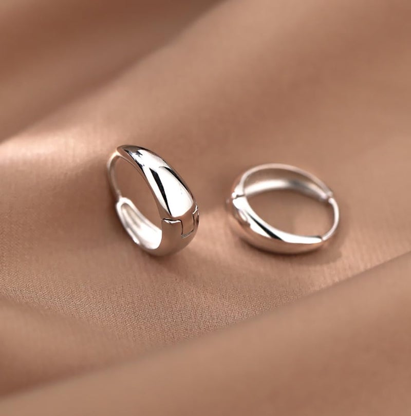 PANSHI  3Pairs Sterling Silver Hoop Earrings Set for Women Trendy Huggie Dainty Earring Jewelry for Women Teens (Silver - 3 Pairs) - Image 5