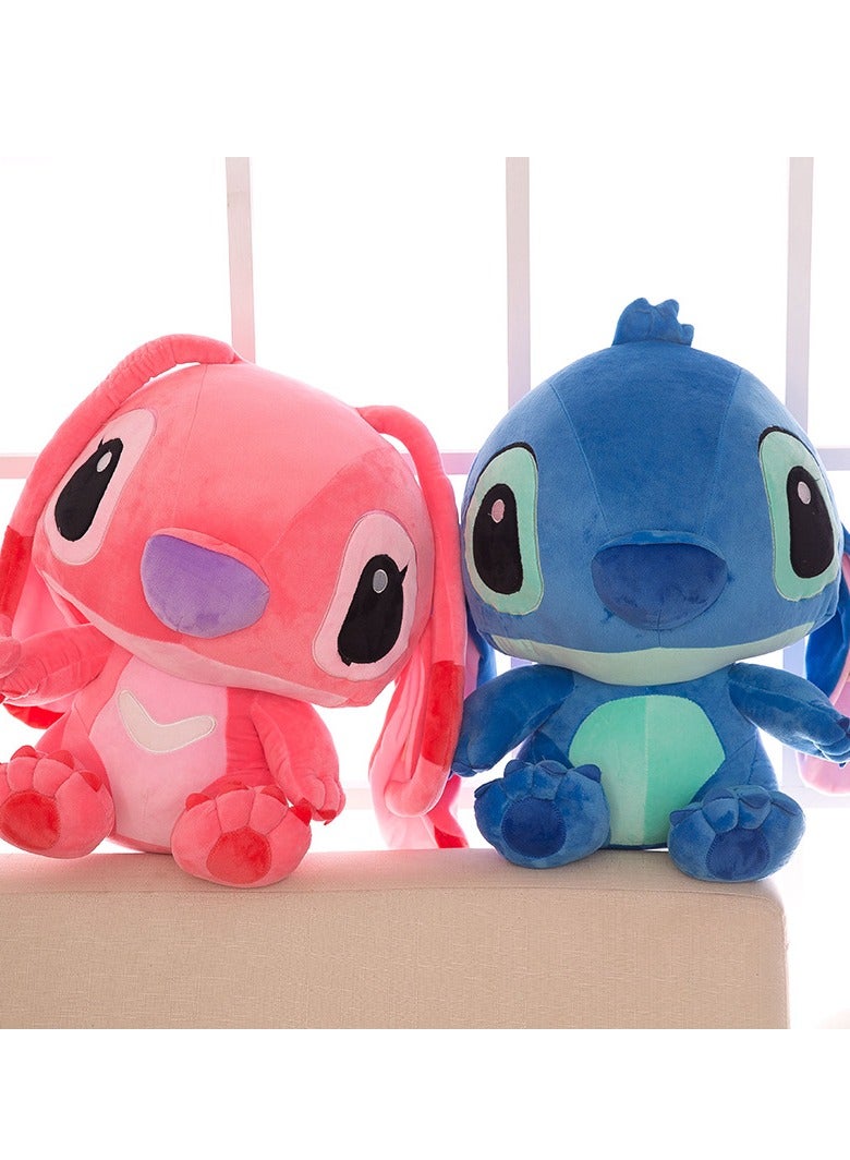 2 Cartoon Stitch Plush Dolls, Size 40 Cm, Large Size, Pink And Blue - A Beautiful Gift For Women And Girls - Image 1