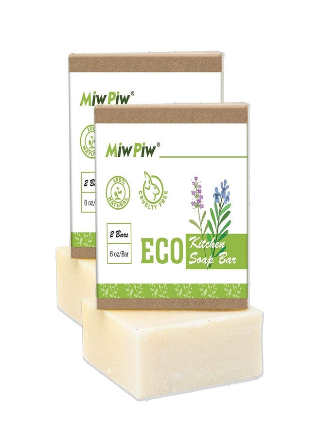 Miw Piw صابون غسيل الأطباق النباتي مي وبيو - عبوة 2 - 6 أونصات كبيرة - رغوة نظيفة بمكونات آمنة - خالية من البلاستيك وخالية من زيت النخيل - صابون صلب صديق للبيئة بدون نفايات - Image 1