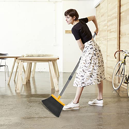 kelamayi Upgrade Broom and Dustpan Set, Broom with Dustpan Combo Set, Self-Cleaning with Dustpan Teeth, Indoor&Outdoor Sweeping, Stand Up Broom and Dustpan (Gray&Yellow) - Image 5