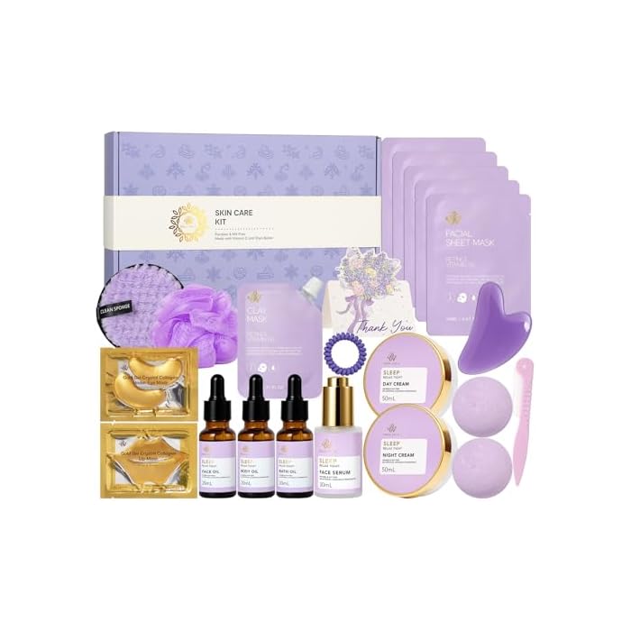 Gifts for Women, Birthday Gift for Women, 23 Pcs Lavender Facial Skin Care Set, Bath and Body Gifts Basket for Wife & Mom, Home Spa & Self-Care Kit, Present, Christmas, Bridal Shower, Anniversary