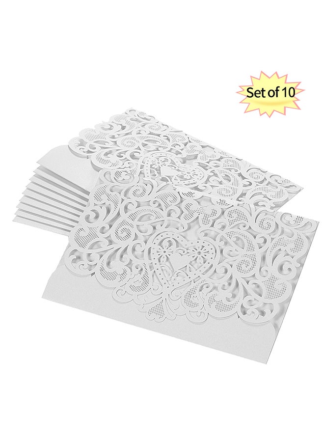 10-Piece Pearl Paper Heart Pattern Wedding Card Set D1206 197cm - Image 2