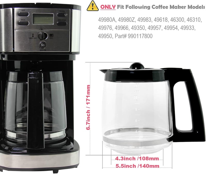 Cestlaive 12-Cup Replacement Glass Carafe Pot Compatible with Hamilton Coffee Maker Models 46310, 49976, 49966, 49350, 49957, 49954, 49933, 49980A, 49980Z, 49983, 49618, 46300, 49950 - Image 4