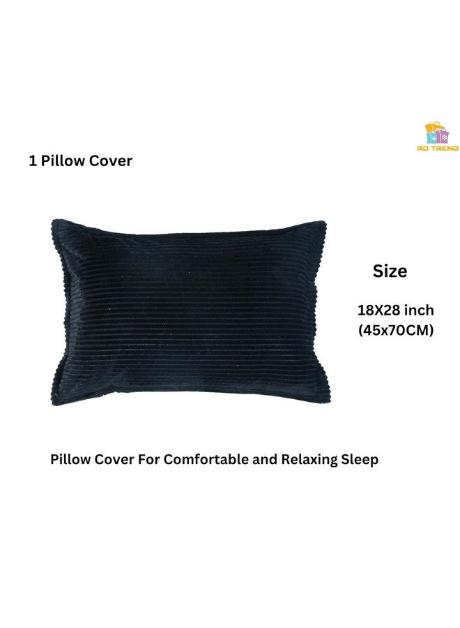 RD TREND 190 GSM Flannel Warm bedsheets for Winter Single Flat Size (60x90 Inches) with 1 Pillow Cover Size (18x28 Inches) Color- Black Pattern-Striped - Image 4