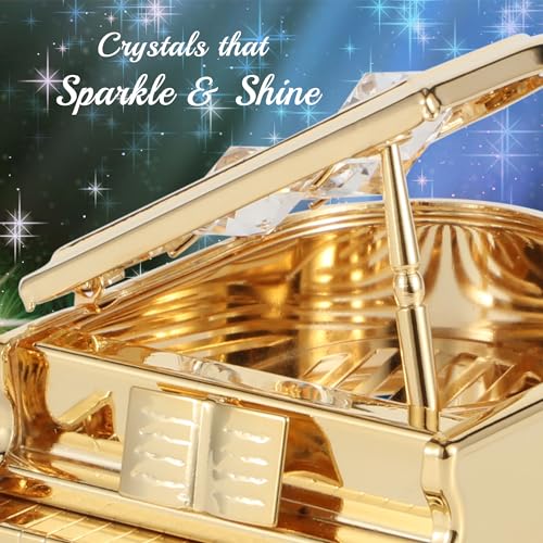 Matashi Romantic Gift for Her, Mom - 24K Gold Plated Crystal Accented Grand Piano Figurine - Elegant Tabletop Decor for Home, Office, Living Room - Unique Christmas Day Gift Idea - Image 3