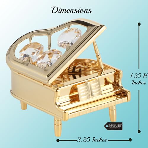 Matashi Romantic Gift for Her, Mom - 24K Gold Plated Crystal Accented Grand Piano Figurine - Elegant Tabletop Decor for Home, Office, Living Room - Unique Christmas Day Gift Idea - Image 5