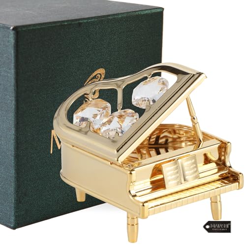 Matashi Romantic Gift for Her, Mom - 24K Gold Plated Crystal Accented Grand Piano Figurine - Elegant Tabletop Decor for Home, Office, Living Room - Unique Christmas Day Gift Idea - Image 2