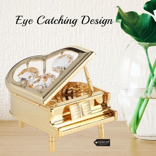 Matashi Romantic Gift for Her, Mom - 24K Gold Plated Crystal Accented Grand Piano Figurine - Elegant Tabletop Decor for Home, Office, Living Room - Unique Christmas Day Gift Idea - Image 4