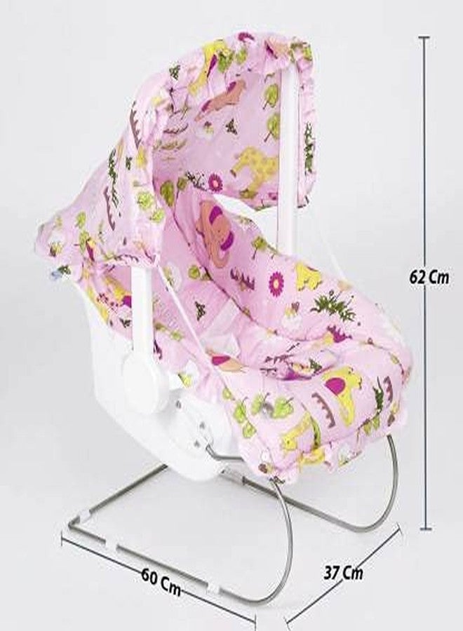Maanit Multipurpose (10 in 1) Pink Baby Carry cot with Mosquito net and Sun Shade Rocker and Bouncer (Pink) - Image 2