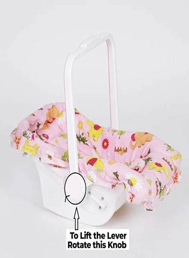 Maanit Multipurpose (10 in 1) Pink Baby Carry cot with Mosquito net and Sun Shade Rocker and Bouncer (Pink) - Image 4