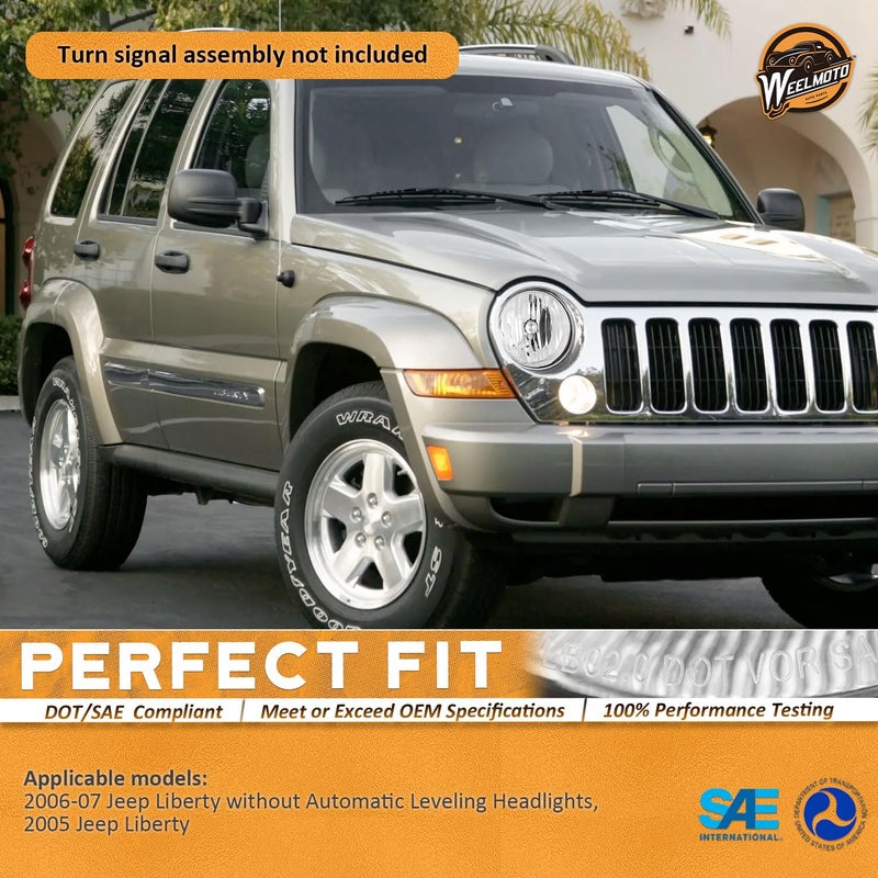 WEELMOTO Headlights Compatible with 2005 2006 2007 Jeep Liberty, Headlight Assembly for 05 06 07 Liberty Replacement Clear Lens Chrome Housing Halogen Headlamp Driver&Passenger Side - Image 2