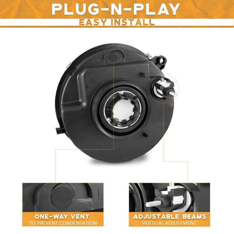 WEELMOTO Headlights Compatible with 2005 2006 2007 Jeep Liberty, Headlight Assembly for 05 06 07 Liberty Replacement Clear Lens Chrome Housing Halogen Headlamp Driver&Passenger Side - Image 4