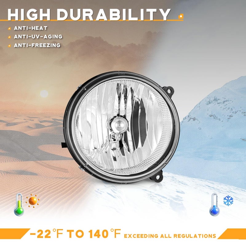 WEELMOTO Headlights Compatible with 2005 2006 2007 Jeep Liberty, Headlight Assembly for 05 06 07 Liberty Replacement Clear Lens Chrome Housing Halogen Headlamp Driver&Passenger Side - Image 5