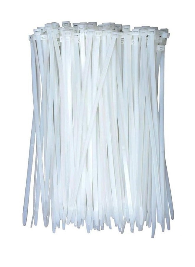 ZCM-HAPPY Pack of 300 Secure Bind 250mm White Cable Ties - Heavy Duty Nylon Zip Ties with 18kg Tensile Strength for Office, Household, and Outdoor Use  - Image 1