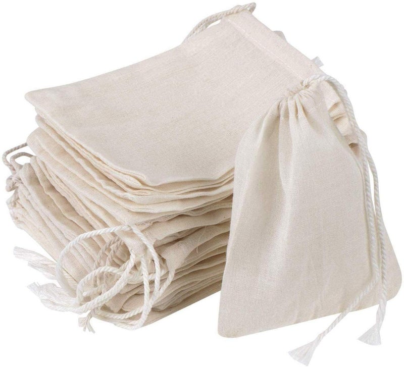 NJ OVERSEAS NJ Drawstring Muslin Bag Coin Pouch Herb Bag Pouch for Wedding Party Jewellery Bag Gift wrap Pack Bag Party gift packing Surprise gift pack (4.5x4.5 Inch) (24) - Image 4