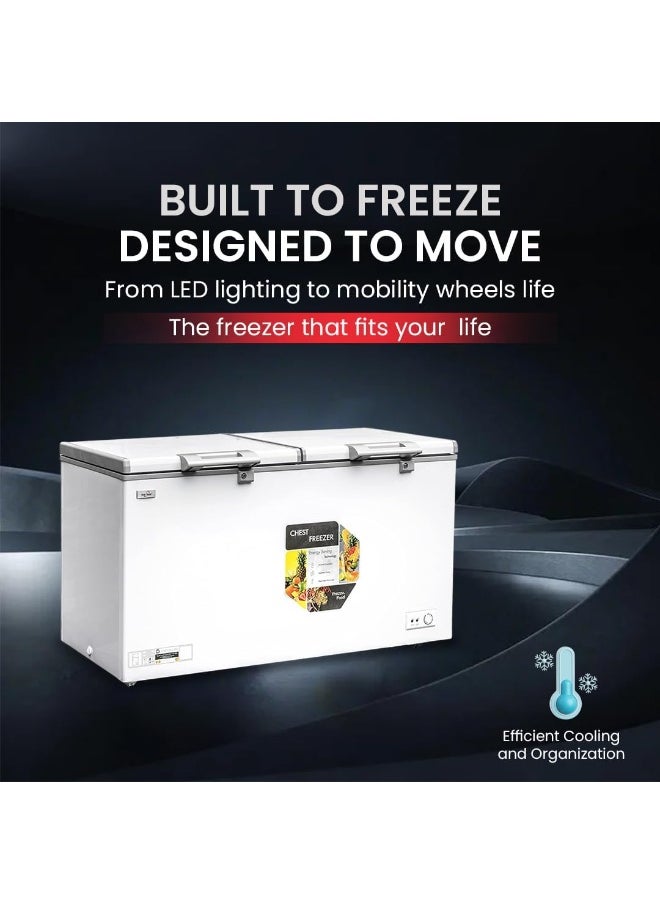 STAR TRACK STAR TRACK 600L Chest Freezer ST-CFW-600L, Ultra-Large Capacity, Manual Defrost, -18°C Freezing, R290 Refrigerant, Outside Condenser, LED Light, Hinged Door, Aluminum Interior, White  - Image 3