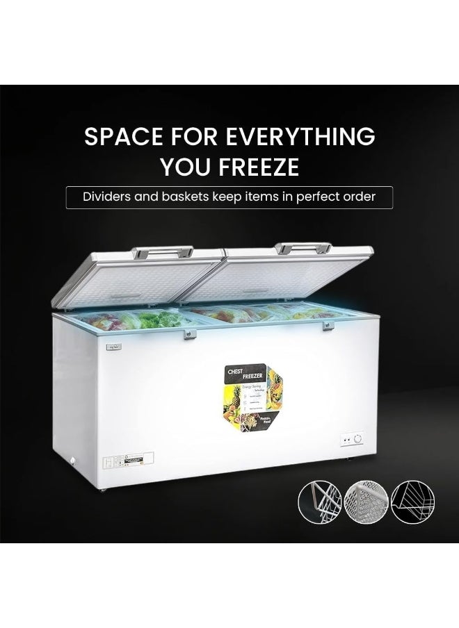 STAR TRACK STAR TRACK 600L Chest Freezer ST-CFW-600L, Ultra-Large Capacity, Manual Defrost, -18°C Freezing, R290 Refrigerant, Outside Condenser, LED Light, Hinged Door, Aluminum Interior, White  - Image 4