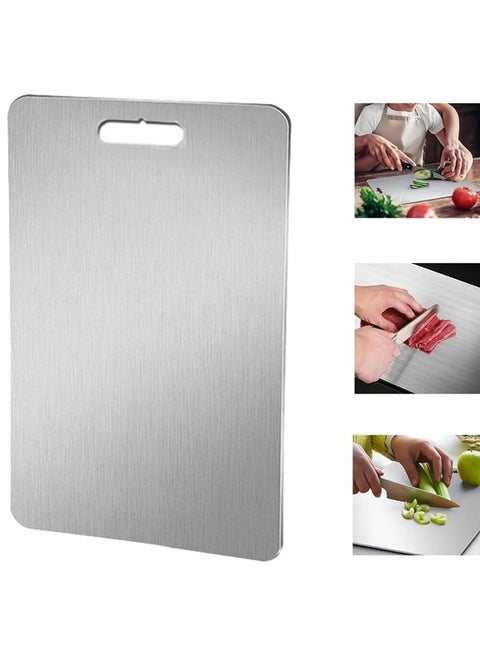 Stainless Steel Cutting Board Silver - 1mm Thick  Chopping Cutting Board Chopping BoardKitchen Home Cutting Block Mincing Mat, Suitable for Meat, Fruits, Vegetables, Bread （39cm×28cm）