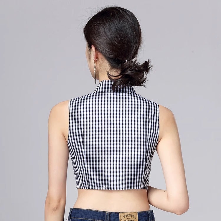 Plaid Fake Collar Pointed Collar Casual Korean Style Collar Unisex Sweater Base Fake Collar - Image 5