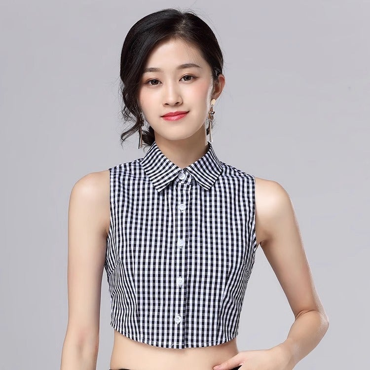 Plaid Fake Collar Pointed Collar Casual Korean Style Collar Unisex Sweater Base Fake Collar - Image 3