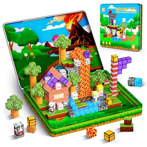 Windidi 99PCS Magnetic Blocks Travel Toys Magnet Building Blocks with Portable Metal Box Mini Construction Travel Magnetic Tiles for Toddlers Boys Age 35 48 812 STEM Sensory Outdoor Travel Toys Gifts - Image 1