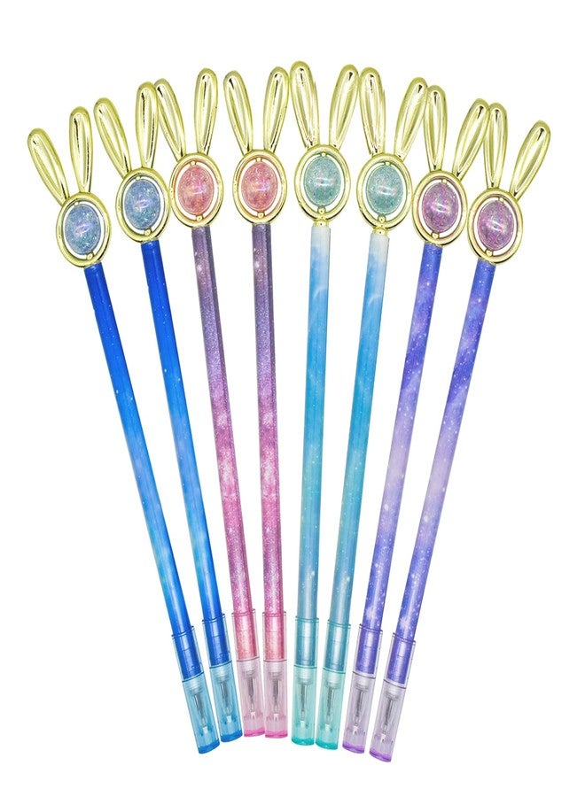Lopenle 12 Pcs Cute Bunny Pens Rabbit Pens Pearl Gel Pen Starry Sky Pen 0.5mm Black Ink For Easter Party Christmas Office - Image 1