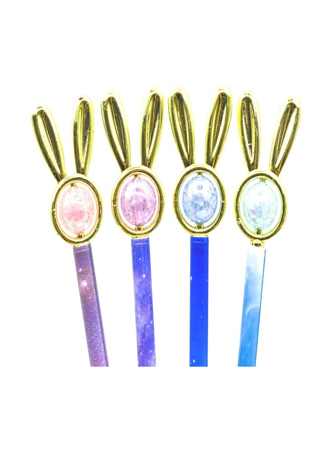 Lopenle 12 Pcs Cute Bunny Pens Rabbit Pens Pearl Gel Pen Starry Sky Pen 0.5mm Black Ink For Easter Party Christmas Office - Image 3