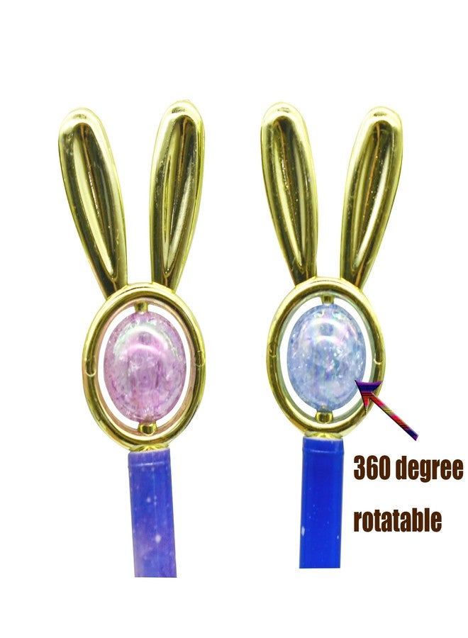 Lopenle 12 Pcs Cute Bunny Pens Rabbit Pens Pearl Gel Pen Starry Sky Pen 0.5mm Black Ink For Easter Party Christmas Office - Image 5