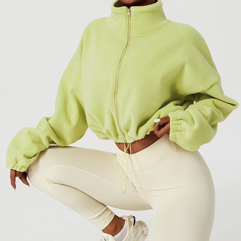 klarako Long Sleeve Stand Collar Plush Sweatshirt with Drawstring Hem - Warm, Comfortable, Perfect for Daily Life, Cute Party Outfit - Image 2