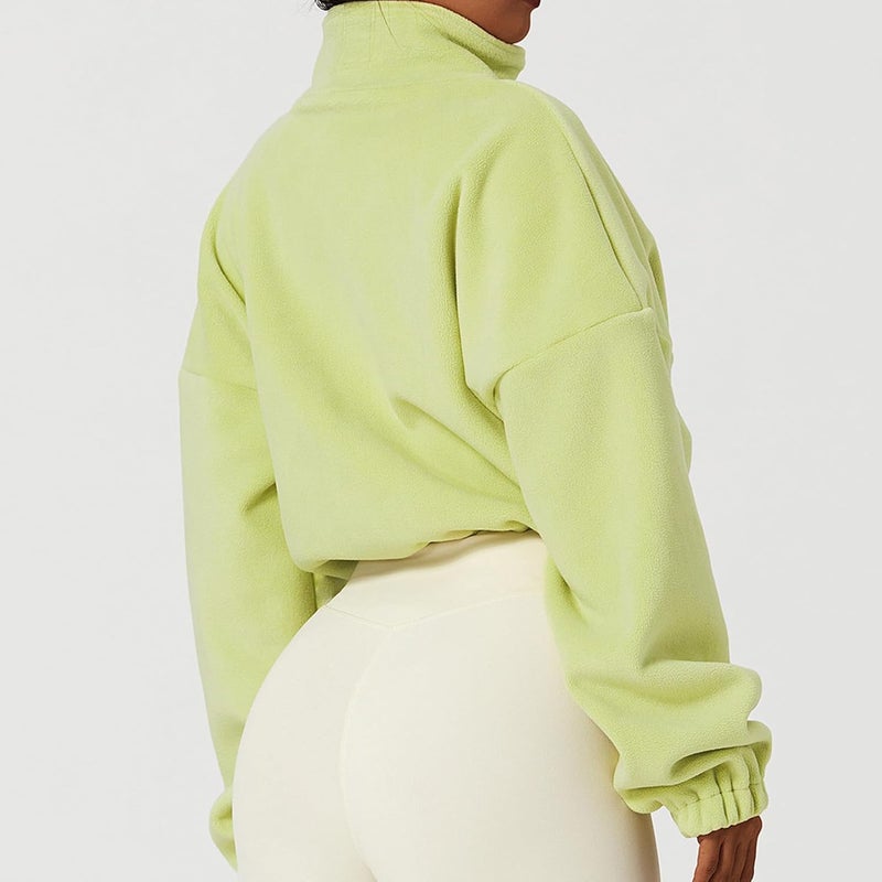 klarako Long Sleeve Stand Collar Plush Sweatshirt with Drawstring Hem - Warm, Comfortable, Perfect for Daily Life, Cute Party Outfit - Image 4