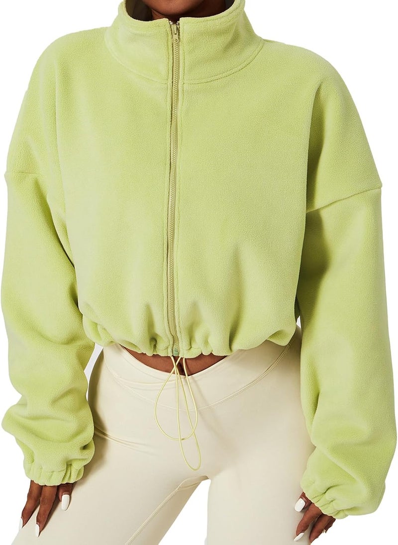 klarako Long Sleeve Stand Collar Plush Sweatshirt with Drawstring Hem - Warm, Comfortable, Perfect for Daily Life, Cute Party Outfit - Image 1