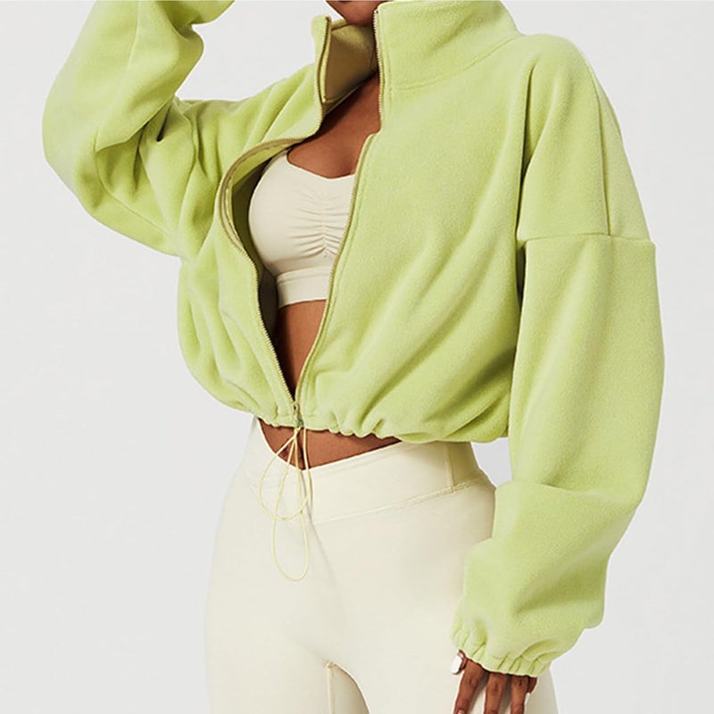 klarako Long Sleeve Stand Collar Plush Sweatshirt with Drawstring Hem - Warm, Comfortable, Perfect for Daily Life, Cute Party Outfit - Image 5