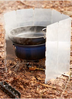 Generic Folding Aluminum Camping Stove Windshield - 10 Plate Lightweight Windscreen with Drawstring Bag for Butane and Camping Stoves - Compact and Portable Outdoor Cooking Accessory  - Image 2