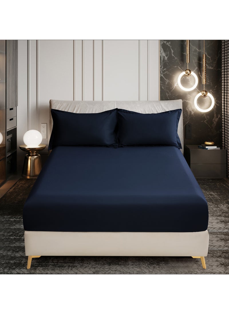 Donetella Bedding Fitted Sheet - Fits 180x200 Cm For King Bed - 3 Pcs (1 Fitted Sheet and 2 Pillowcases) - 35 Cm Deep Pocket - Solid Bed Sheet  - Image 1