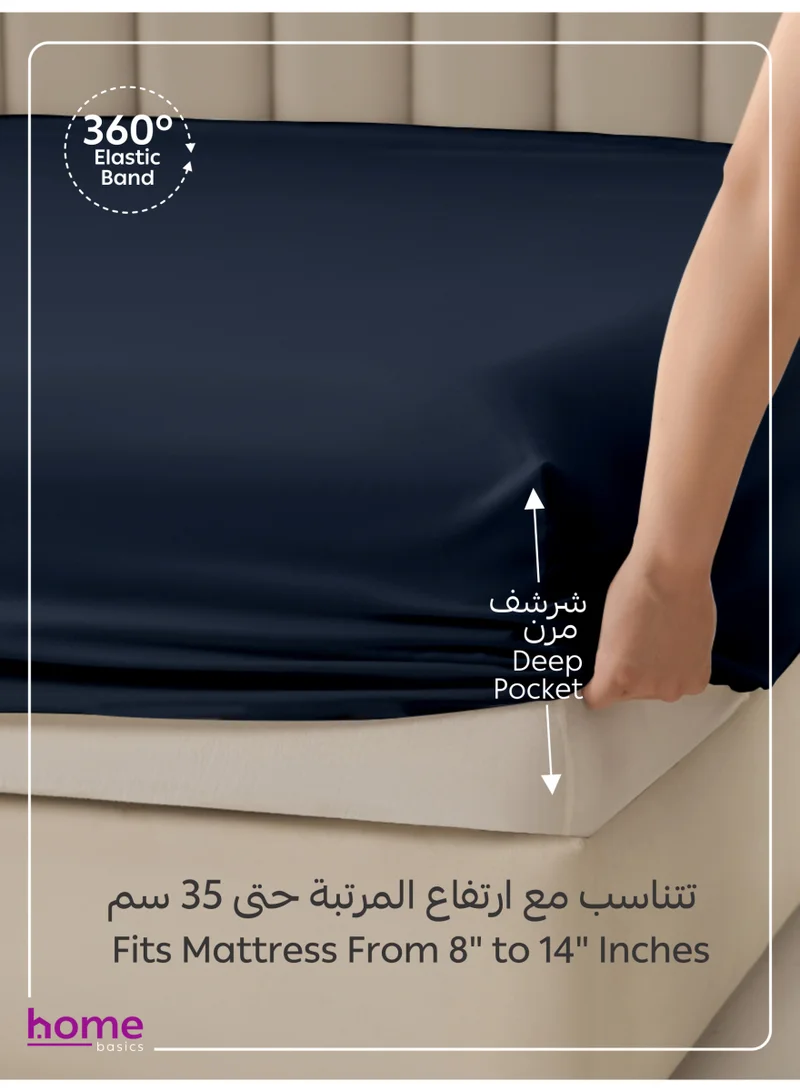 Donetella KING (180x200cm) Bedding Fitted Sheet - Fits 180x200 Cm For King Bed - 3 Pcs (1 Fitted Sheet and 2 Pillowcases) - 35 Cm Deep Pocket - Solid Bed Sheet  | Best Price UAE