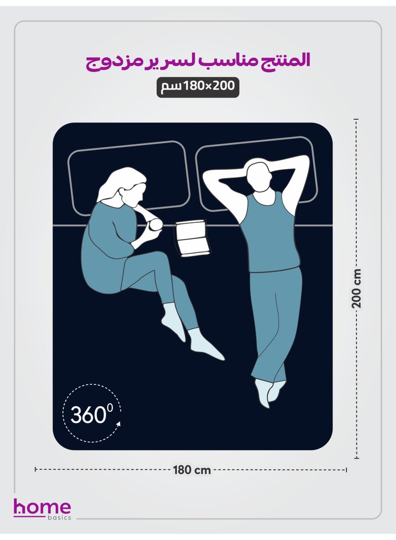 دوناتيلا طقم شرشف مطاط 3 قطع مزدوج 180×200 سم 35 سم فائق النعومة لون كحلي - Image 2