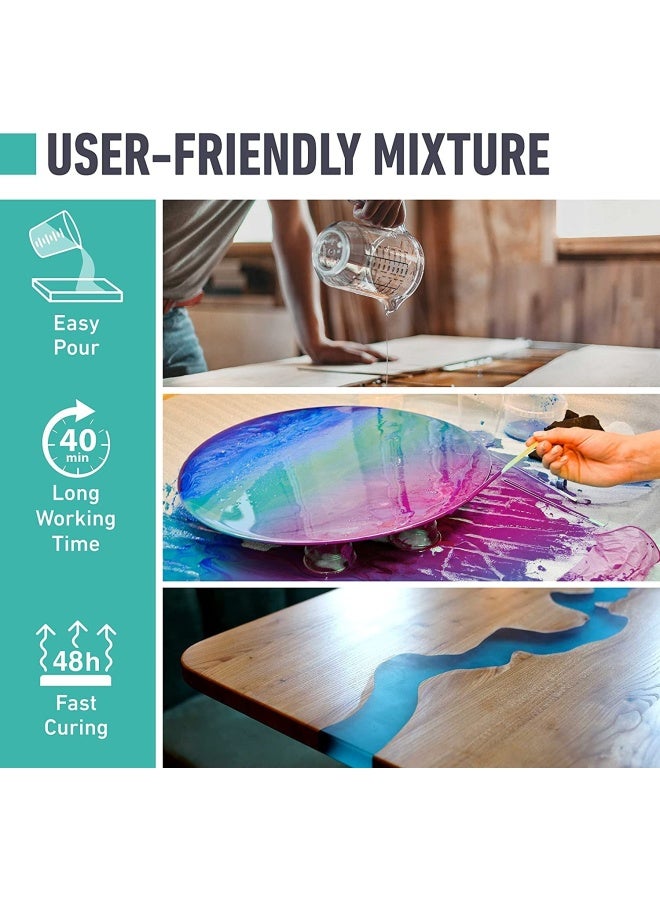 Premify راتنجات الإيبوكسي - 16 أونصة (450 جرامًا) عالي اللمعان (8 أونصة راتنج + 8 أونصة مقوي) مجموعة إيبوكسي الراتنج، خالية من الفقاعات وواضحة تمامًا، غراء إيبوكسي سريع المعالجة لسطح الطاولة، والكونترتوب، والخشب، والمجوهرات، والفنون، والحرف اليدوية - Image 3