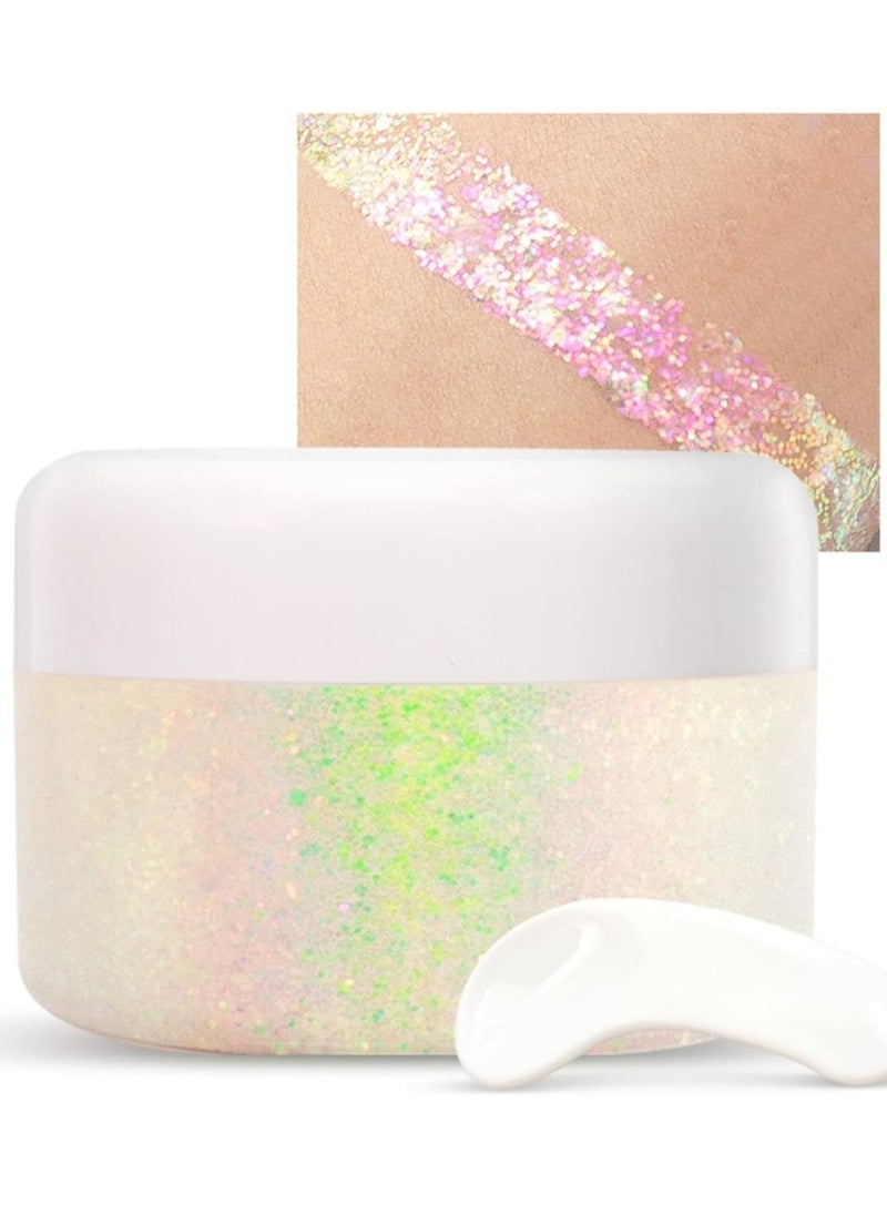 Fit Colors - 50ml Glitter Zone Holographic Body Glitter Gel for Face Body and Hair Nails Glitter Makeup Liquid Long Lasting Sparkling Chunky Glitter Gel Body Glitter Gel Face Glitter 02 - Image 1