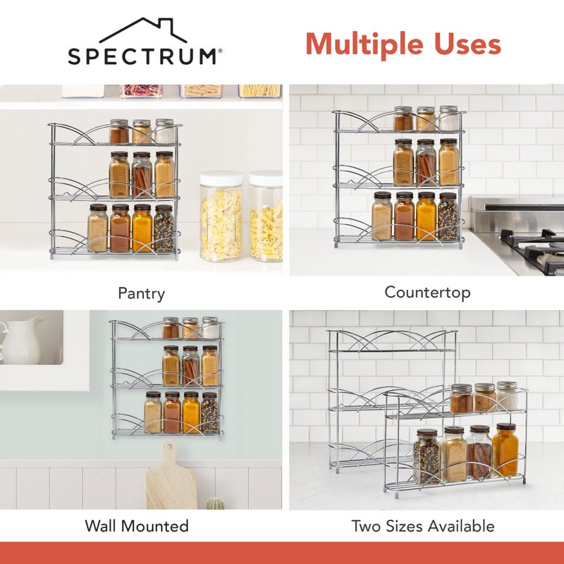 Spectrum Diversified رف توابل سبيكتروم المتنوع 3 طبقات لتنظيم الرفوف لمطبخك، خزانة المؤن، الحمام، أو الخزانة مع إمكانية التثبيت على الحائط، أسود - Image 5