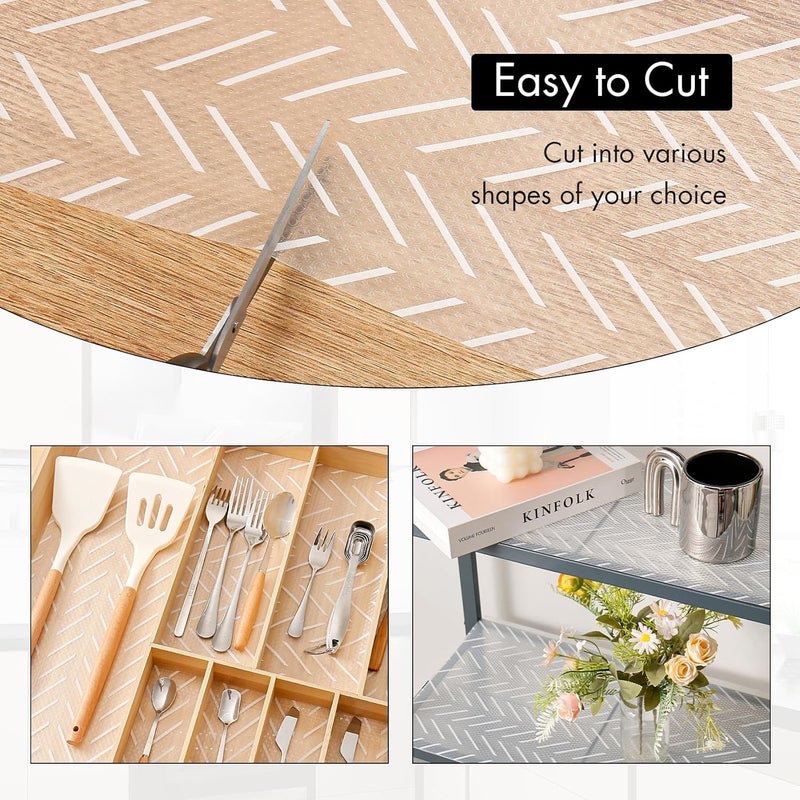 Porslin Kitchen Drawers Mat Liners, 45cm x 5m Roll, Non-Slip, Waterproof, Washable, BPA-Free, Durable EVA for Shelves, Cupboards, Drawers, Fridge Mats, Wardrobe, Food Safe (Alabaster White) - Image 4