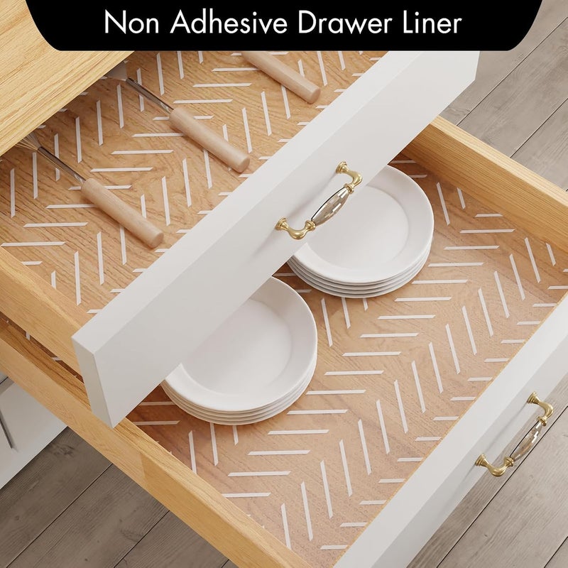 Porslin Kitchen Drawers Mat Liners, 45cm x 5m Roll, Non-Slip, Waterproof, Washable, BPA-Free, Durable EVA for Shelves, Cupboards, Drawers, Fridge Mats, Wardrobe, Food Safe (Alabaster White) - Image 2