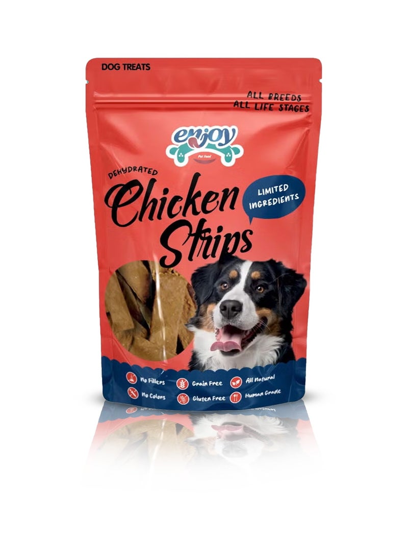 ENJOY Dog Treats -Enjoy Dehydrated Chicken Strips Premium | Human-Grade Chicken, Sweet Potato, Vegetable Glycerin & Rosemary Extract | Natural Flavors | Perfect for All Life Stages | 115g  - Image 1